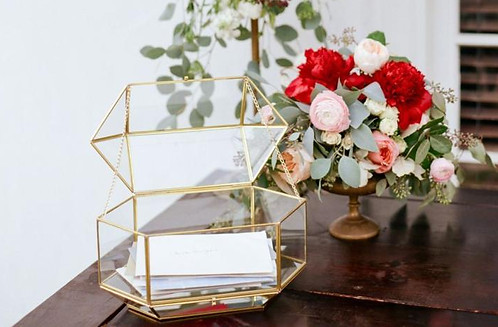 Gold glass card box wedding decor